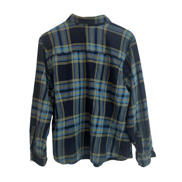 Ashley Stewart Women's 16W Cotton Metallic Blue Plaid Flannel Plus Button-up Top - Picture 4 of 5